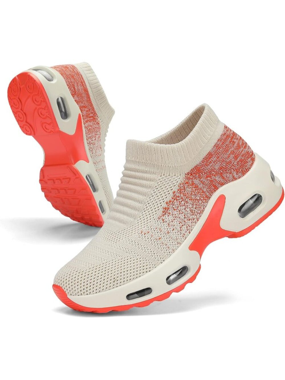 🆕Women's Beige Blend Mesh Sneakers  Slip on Sock Loafers Walking Work Shoes
